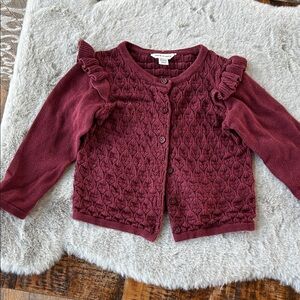 Janie and Jack Burgundy Crotchet Button Sweater